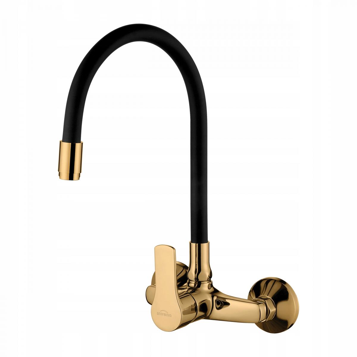 INVENA BATERIA ŚCIENNA VERSO ZŁOTA Z ELASTYCZNĄ CZARNĄ WYLEWKĄ