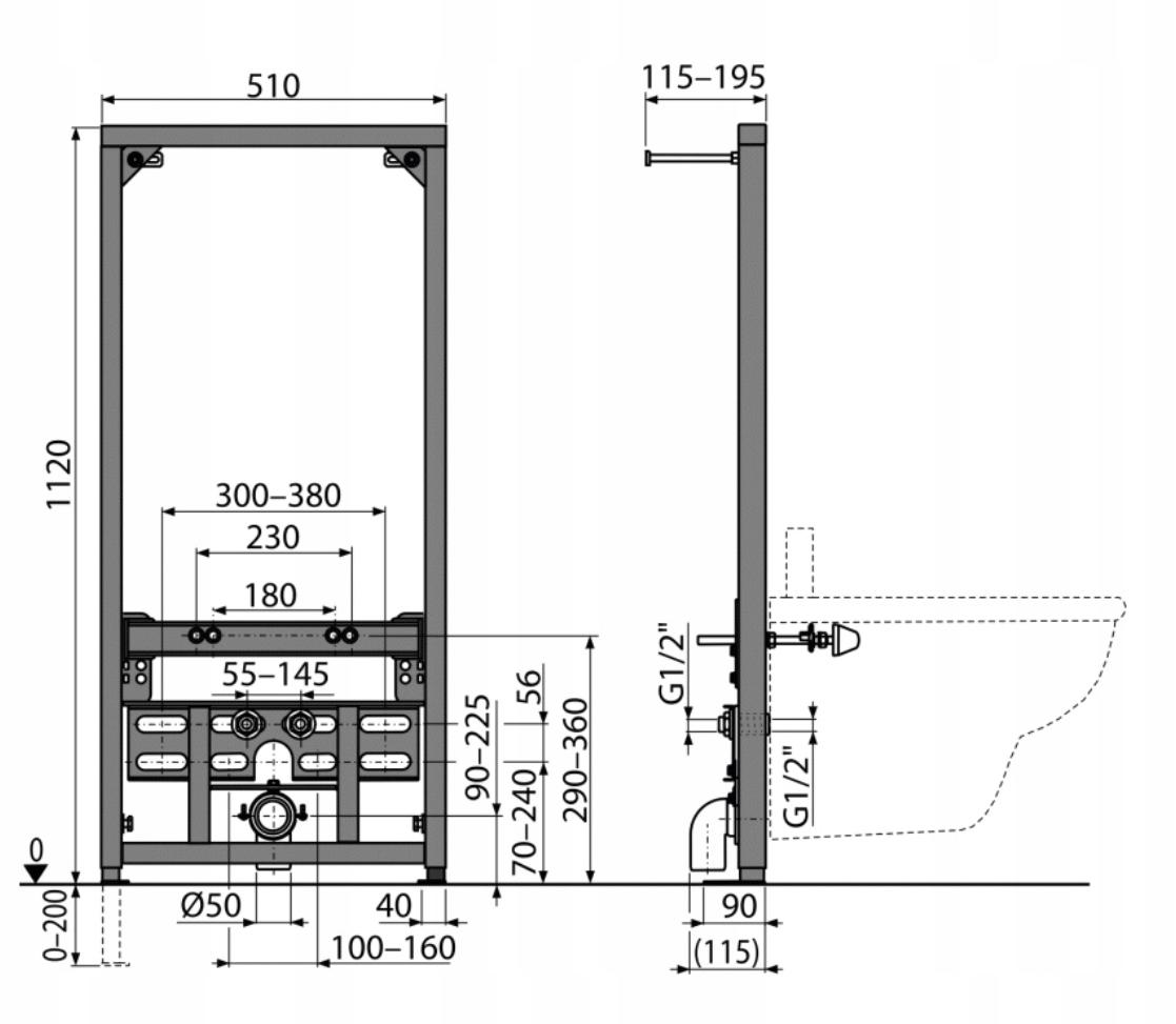 Stelaż podtynkowy Onnline do montażu bidetu 48h
