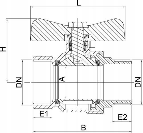 INVENA ZAWÓR KULOWY WODNY WZ Z MOTYL. TYP CIĘŻKI PROV 1
