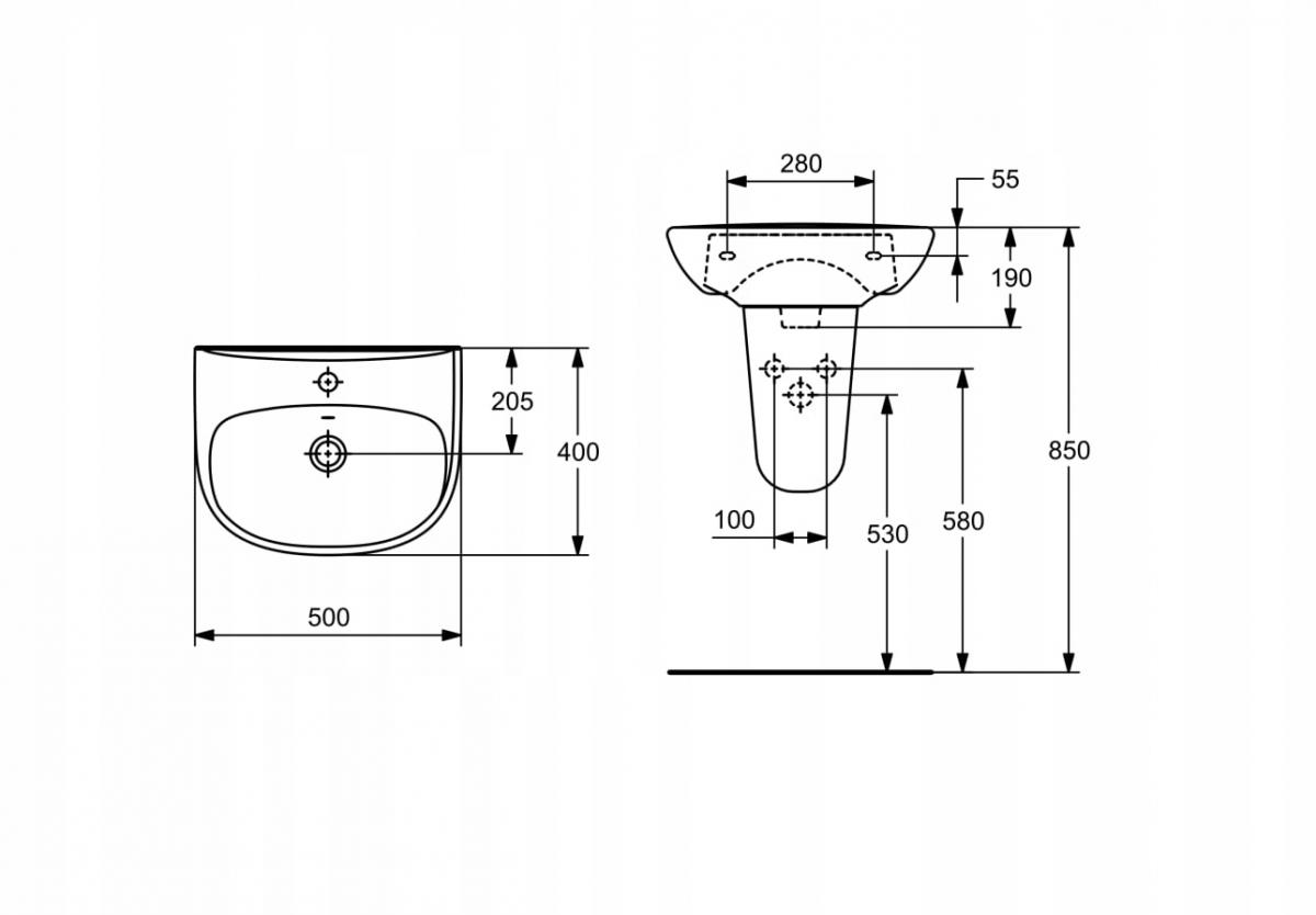 Roca Umywalka Madalena 50x40 cm ścienna 48h