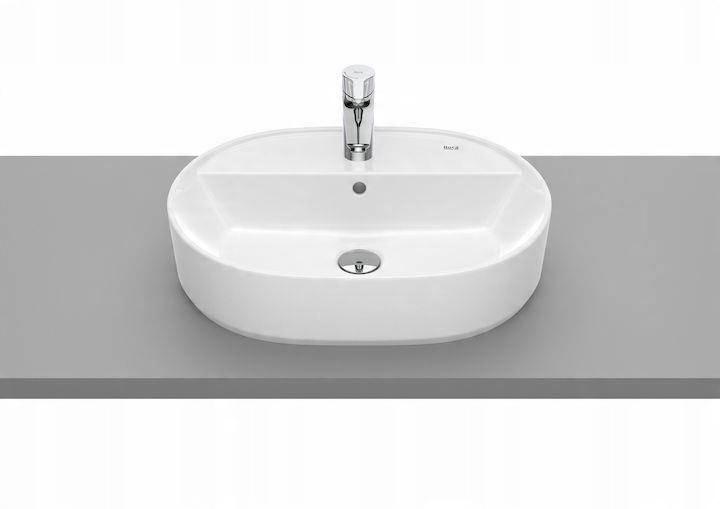 Umywalka nablatowa GAP 55x40cm Owalna, z/otw., z/przel. Biały ROCA