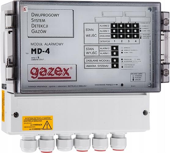 GAZEX Moduł alarmowy MD-4.Z 4 wej.,zasilanie 230V, 1 wyj.do zaworu