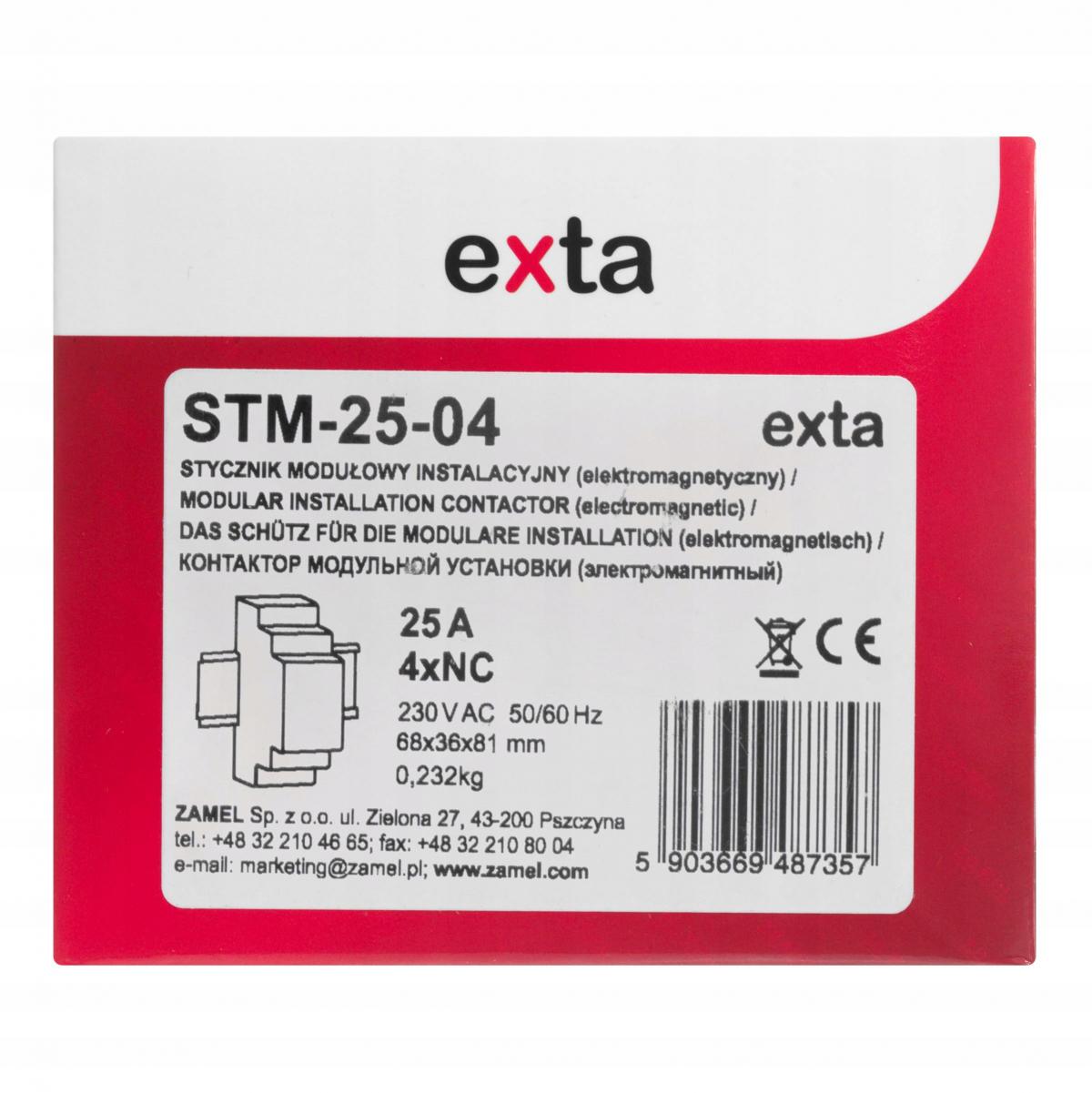 ZAMEL Stycznik modułowy instalacyjny 25A, 4xNC, 230V AC STM-25-04