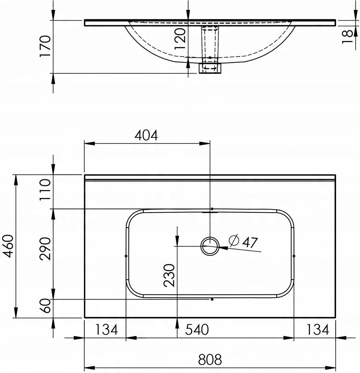 Umywalka meblowa SKAPPA 80x46cm, b/otw., z/przel. Biały ELITA