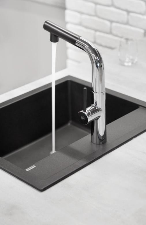 Bateria zlewozmywakowa stojąca ARMATURA KRAKÓW NEDA 1-otw. mosiężna chrom