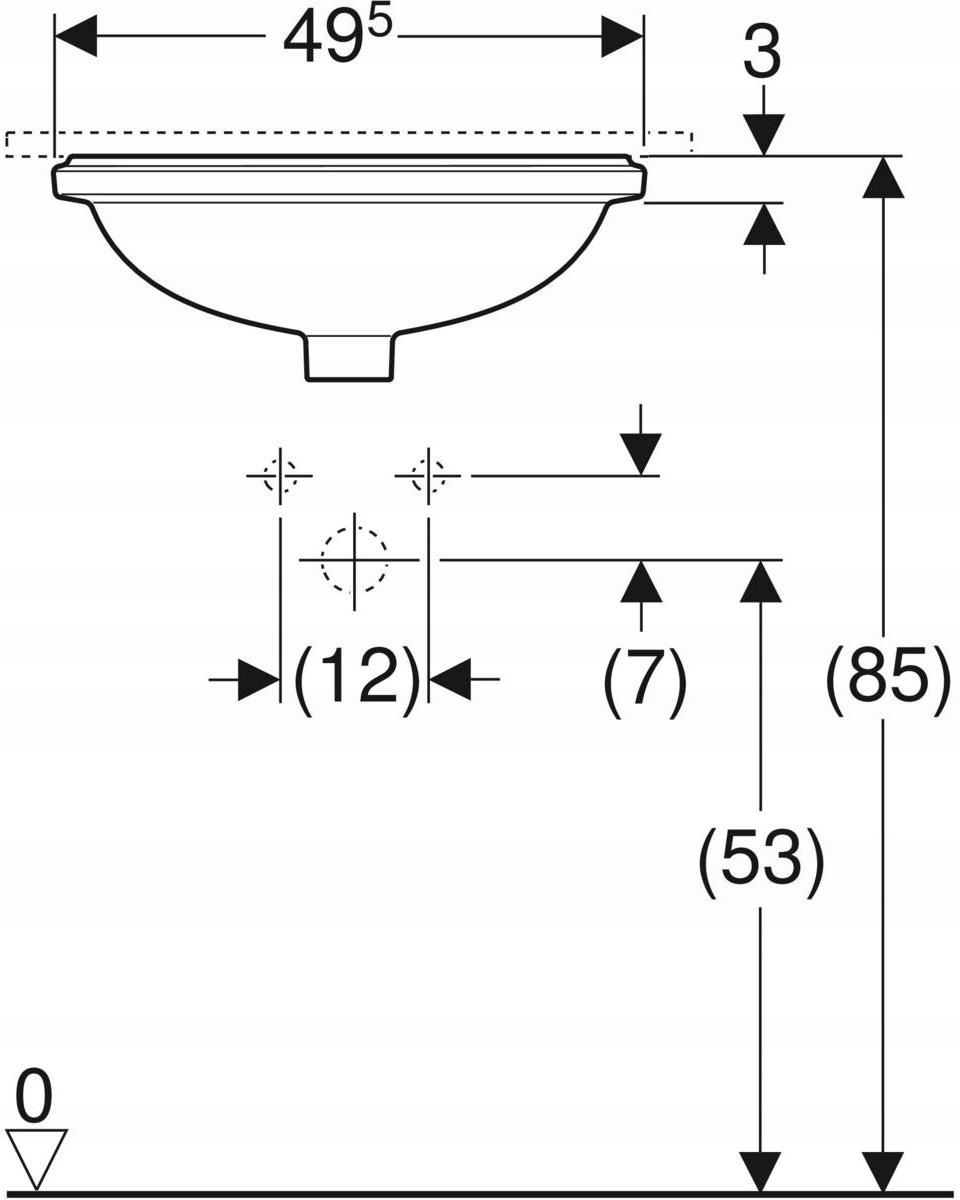 Umywalka podblatowa Variform, owalna, B49.5 cm, H18 cm, T42 cm, z przelewem