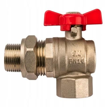 INVENA ZAWÓR KULOWY KĄTOWY ZE ŚRUBUNKIEM DN 15 Z NIEBIESKIM MOTYLKIEM PROV