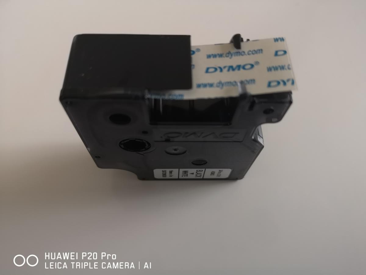 Taśma D1 19mmx7m, czarno-biała