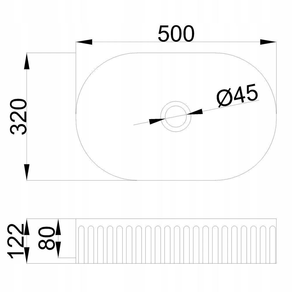 INVENA UMYWALKA NABLATOWA GLAMOUR TREND 50CM OWALNA RYFLOWANA, BIAŁA POŁY