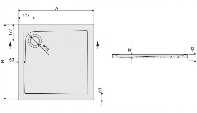 Brodzik min prostokąt 90x100x3 cm SANPLAST Open Mineral B-M/OPEN