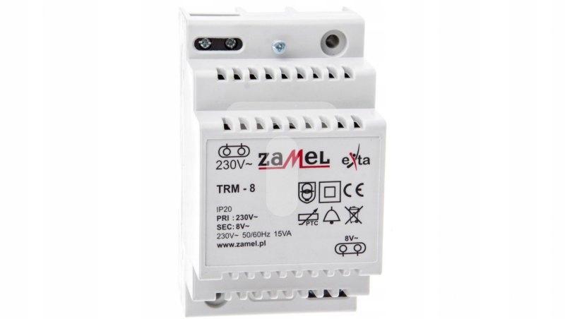 ZAMEL Transformator 230/8V AC 15VA TYP: TRM-8