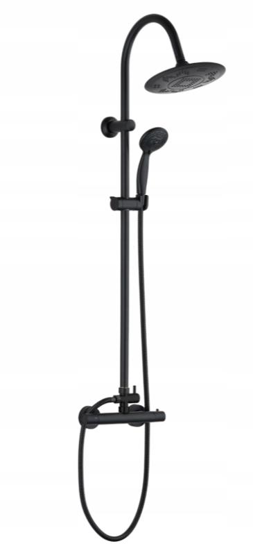 INVENA DESZCZOWNIA Z BATERIĄ TERMOSTATYCZNĄ GRACJA SLIM CZARNA