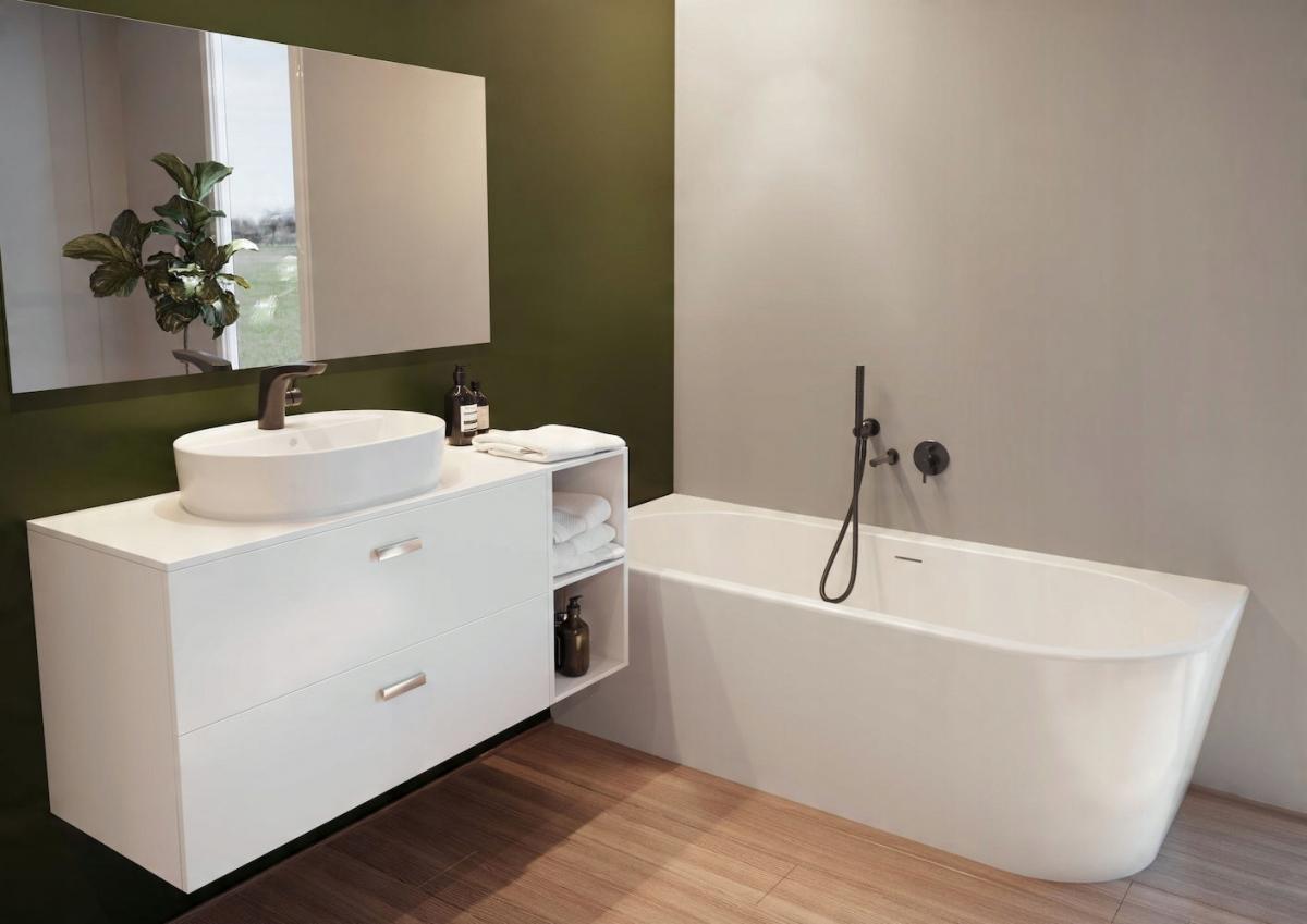 Wanna asymetryczna ETERNITY CORNER 165x75cm Lewa z/zint.obud z/syf Biała