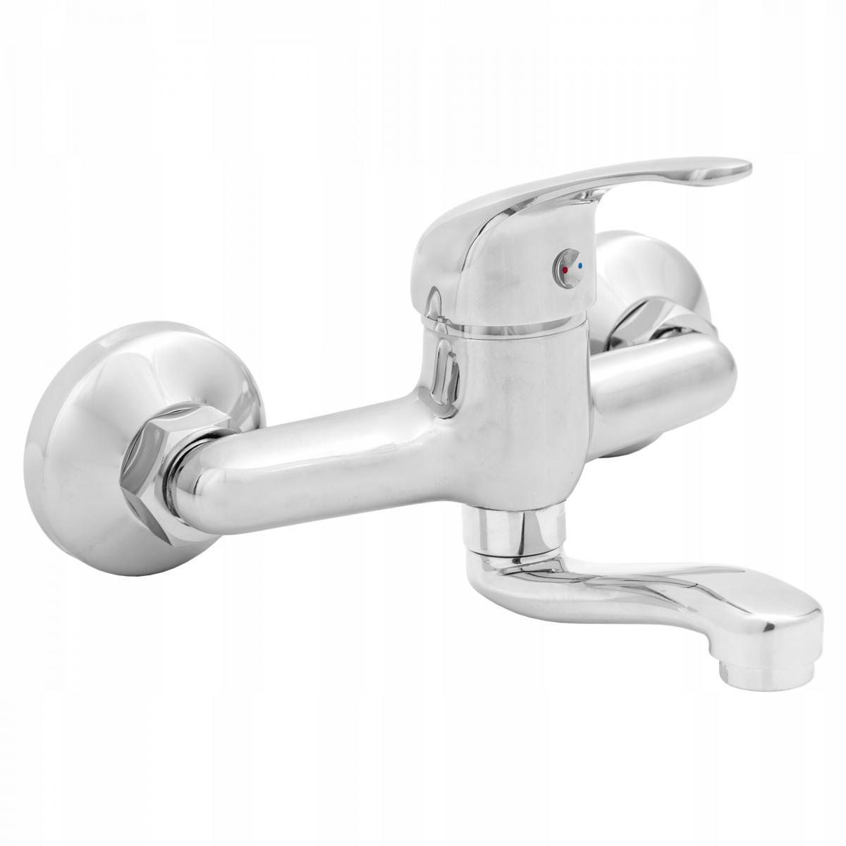 Bateria umywalkowo - zlewozmywakowa INVENA ścienna MITRIS długość 15cm 48h