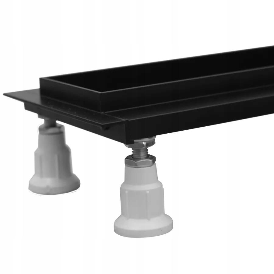 Odpływ liniowy Base-Low Black Standard 60x8 z mask do zabudowy płytkami