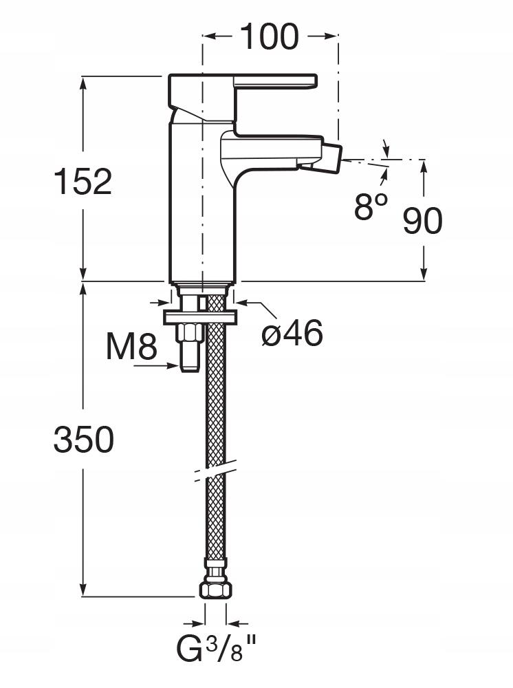 Bateria bidetowa stojąca ROCA ONA 1-uchwytowa 1-otworowa chrom