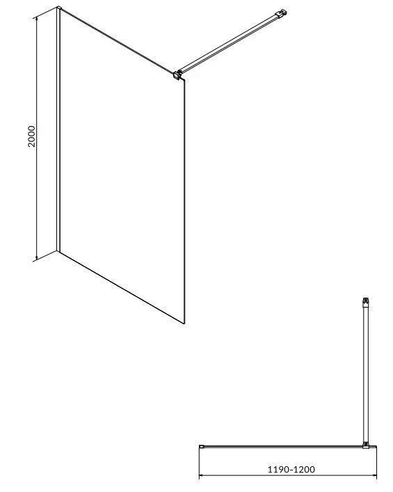 Kabina prysznicowa Walk-In Mille chrom 120 x 200 szkło transparentne