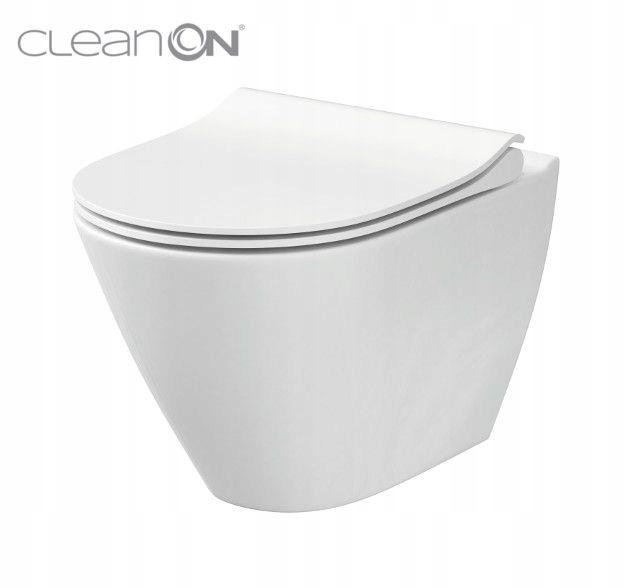 Miska wisząca z ukrytym montażem, City Oval New, system CleanOn, bez deski
