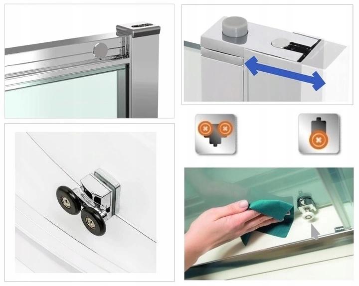 INVENA KABINA NATRYSK. PÓŁOKR.VITORIA 80X80 PROF.SATYNA SZKŁO MROŻONE