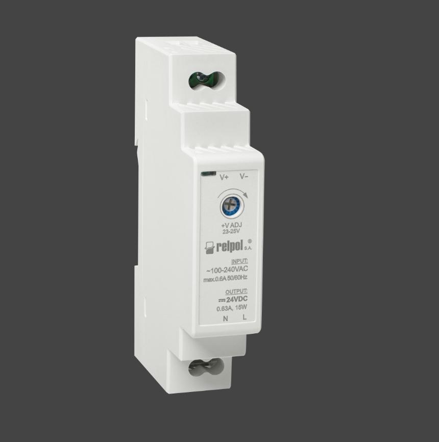 RELPOL Zasilacz impulsowy 15 W, 24 V DC RZI15-24-MN