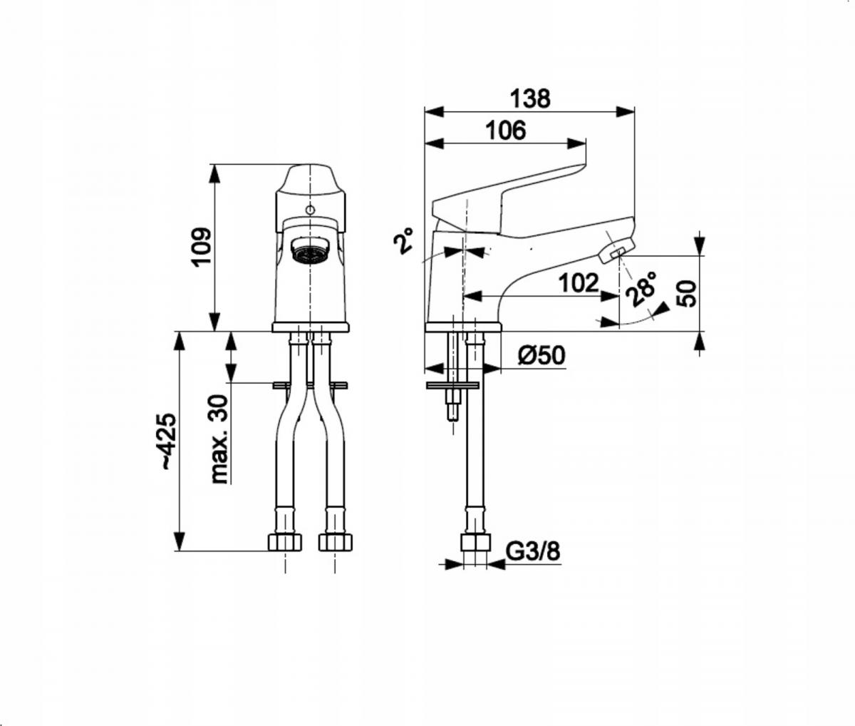 Bateria umywalkowa stojąca ARMATURA KRAKÓW TANZANIT 1-otw. mosiężna chrom