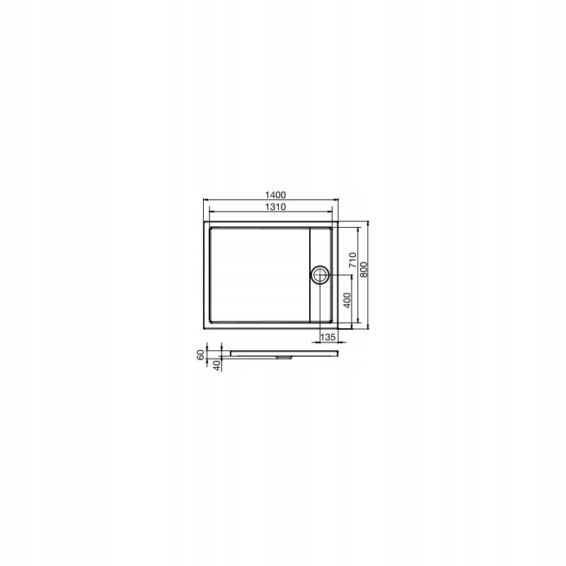 Brodzik akryl prostokątny 80x140x4 cm ROCA GRANADA FLAT