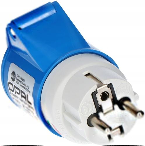 Adapter kempingowy wtyk 230V Uni-schuko, gniazdo przemysłowe 16A/3P, OPAL K