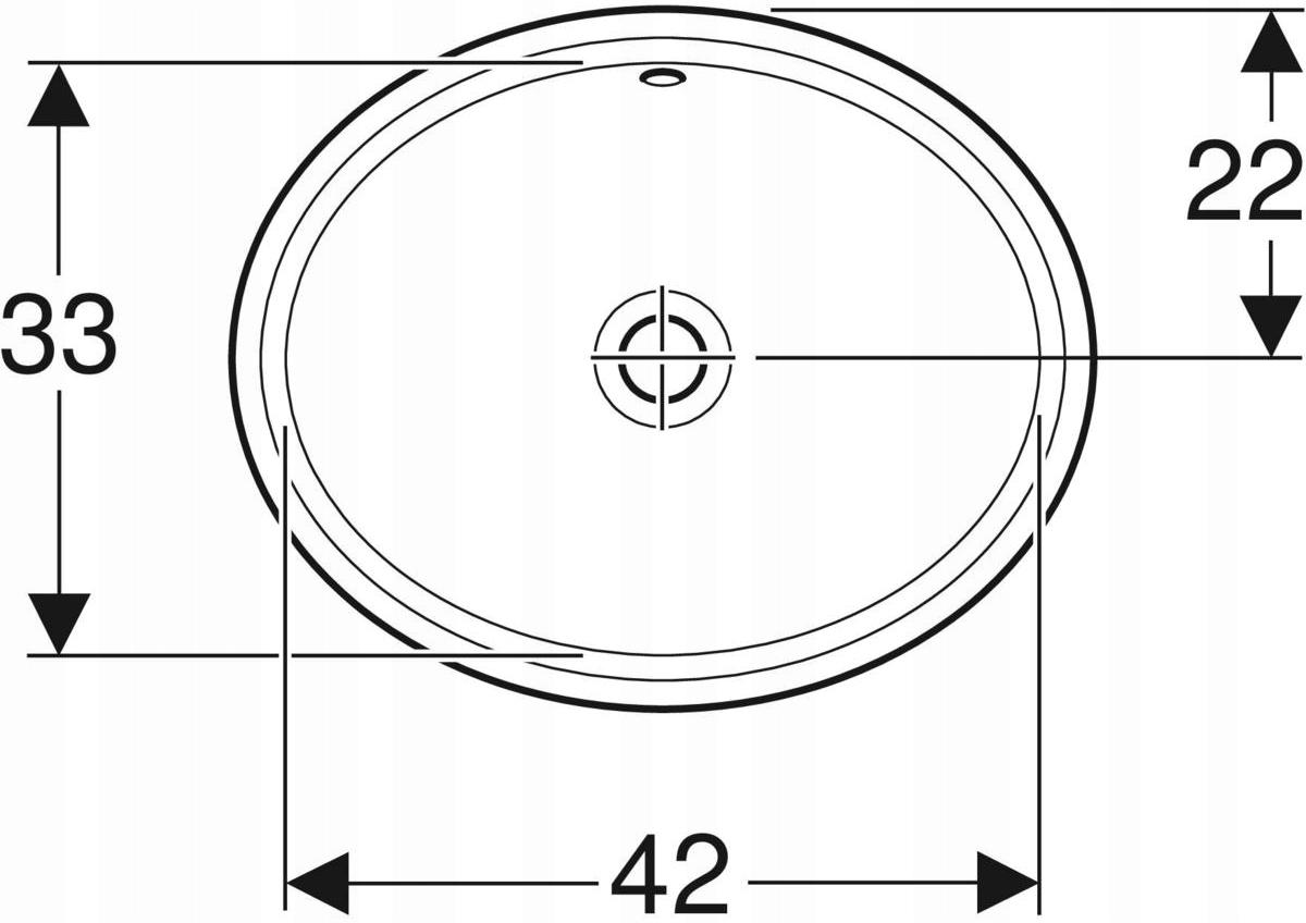 Umywalka podblatowa Variform, owalna, B49.5 cm, H18 cm, T42 cm, z przelewem