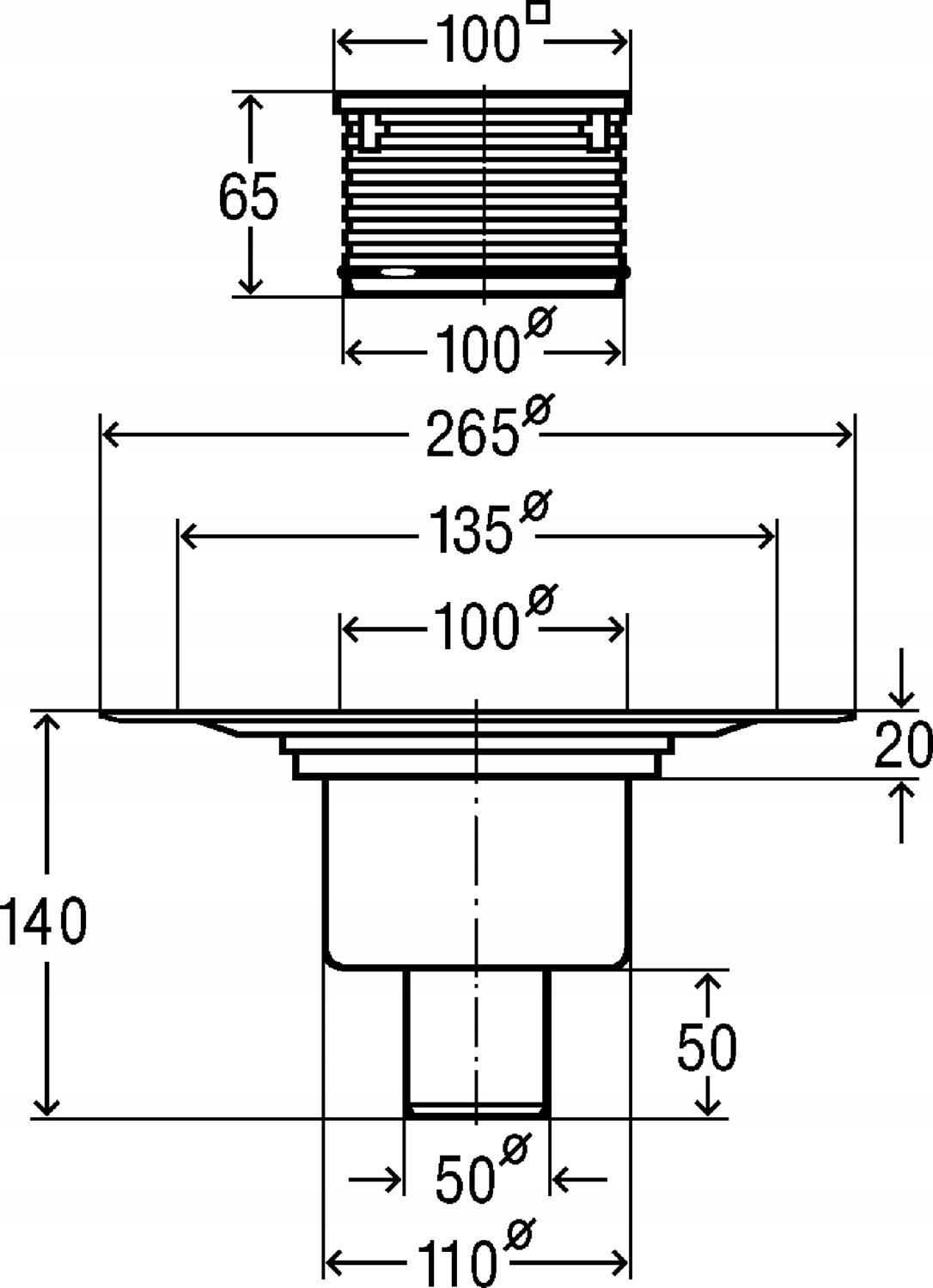 Odpływ łazienkowy pionowy VIEGA Advantix 4926 z kołnierzem uszczelniającym
