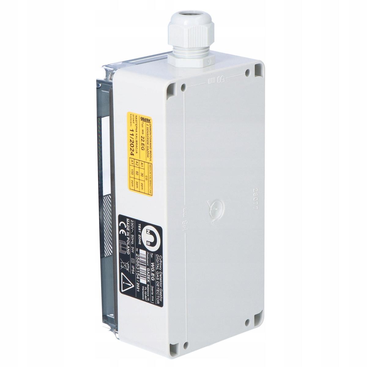 Detektor tlenku węgla WG-22 230V CO, 30/60/150ppm (s15), sensor p-p, zasila