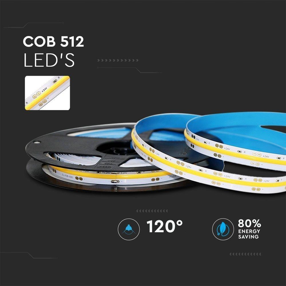 V-TAC Taśma LED COB 512LED / 24V / CRI90+ A++ 12W / m VT-512 4000K / 1000lm