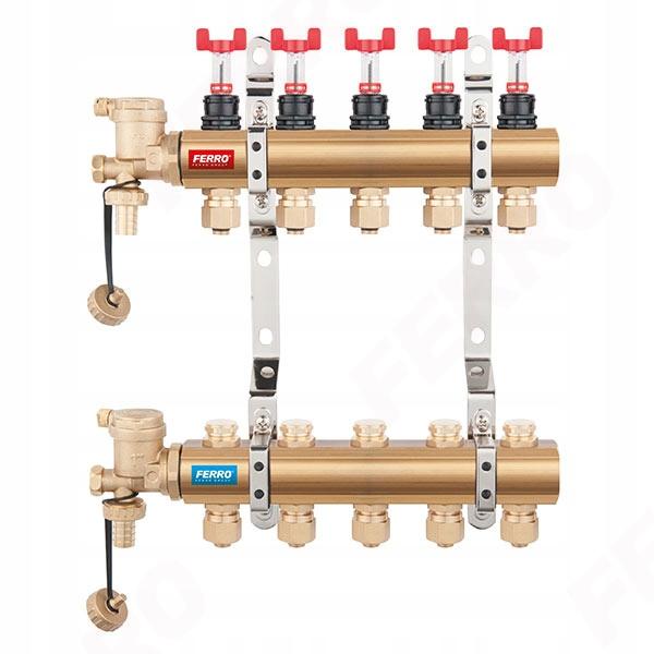 Rozdzielacz 8-drogowy z zaworami termostat i przepływomierzami, standard