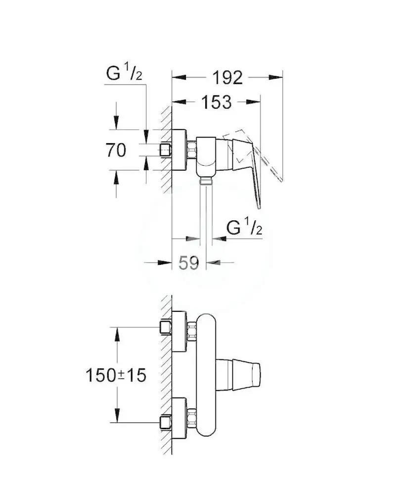 Bateria prysznicowa ścienna GROHE Eurostyle Cosmopolitan 2ot mosiężna chrom