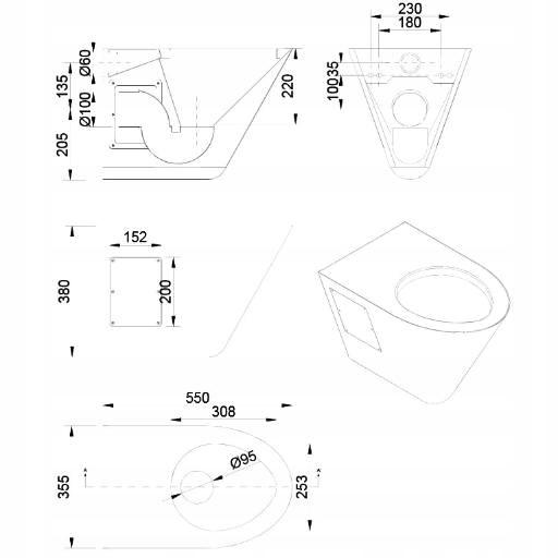 FANECO MISKA WC WISZĄCA ZE STALI NIERDZEWNEJ