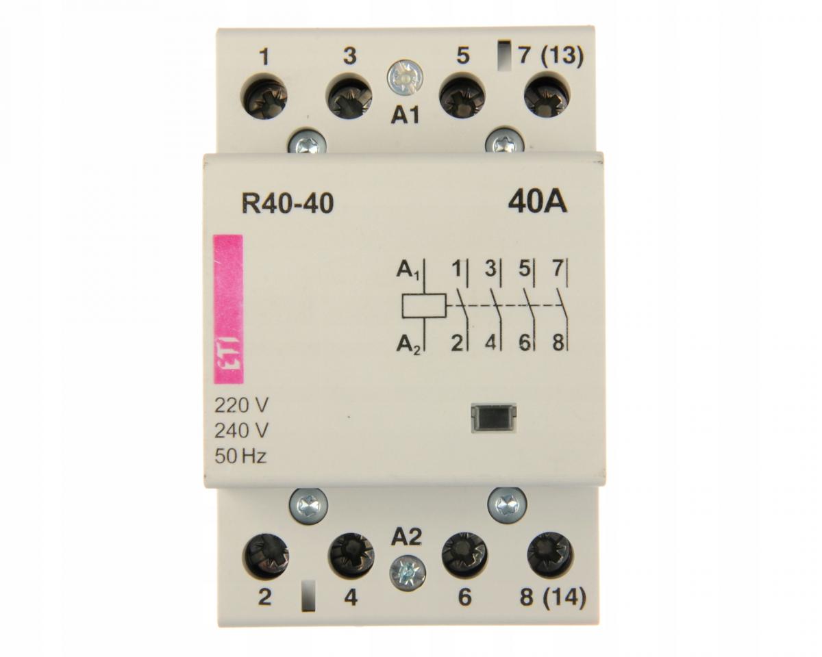 Stycznik modułowy 40A 4 styki zwierne (3 moduły 4biegunowy) R 40-40 230V