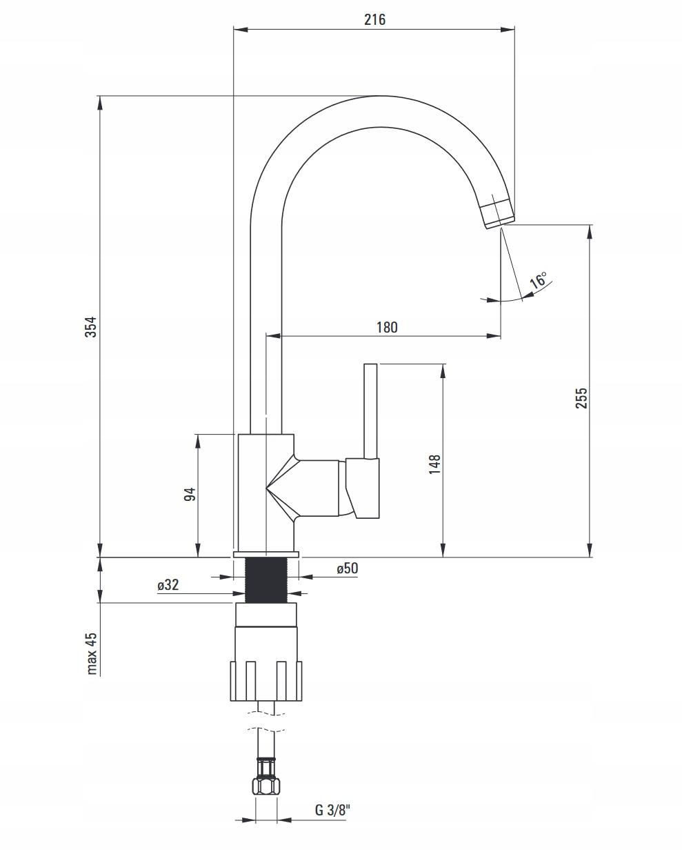 DEANTE Bateria kuchenna Nemezja grafit BEN_262M 48h