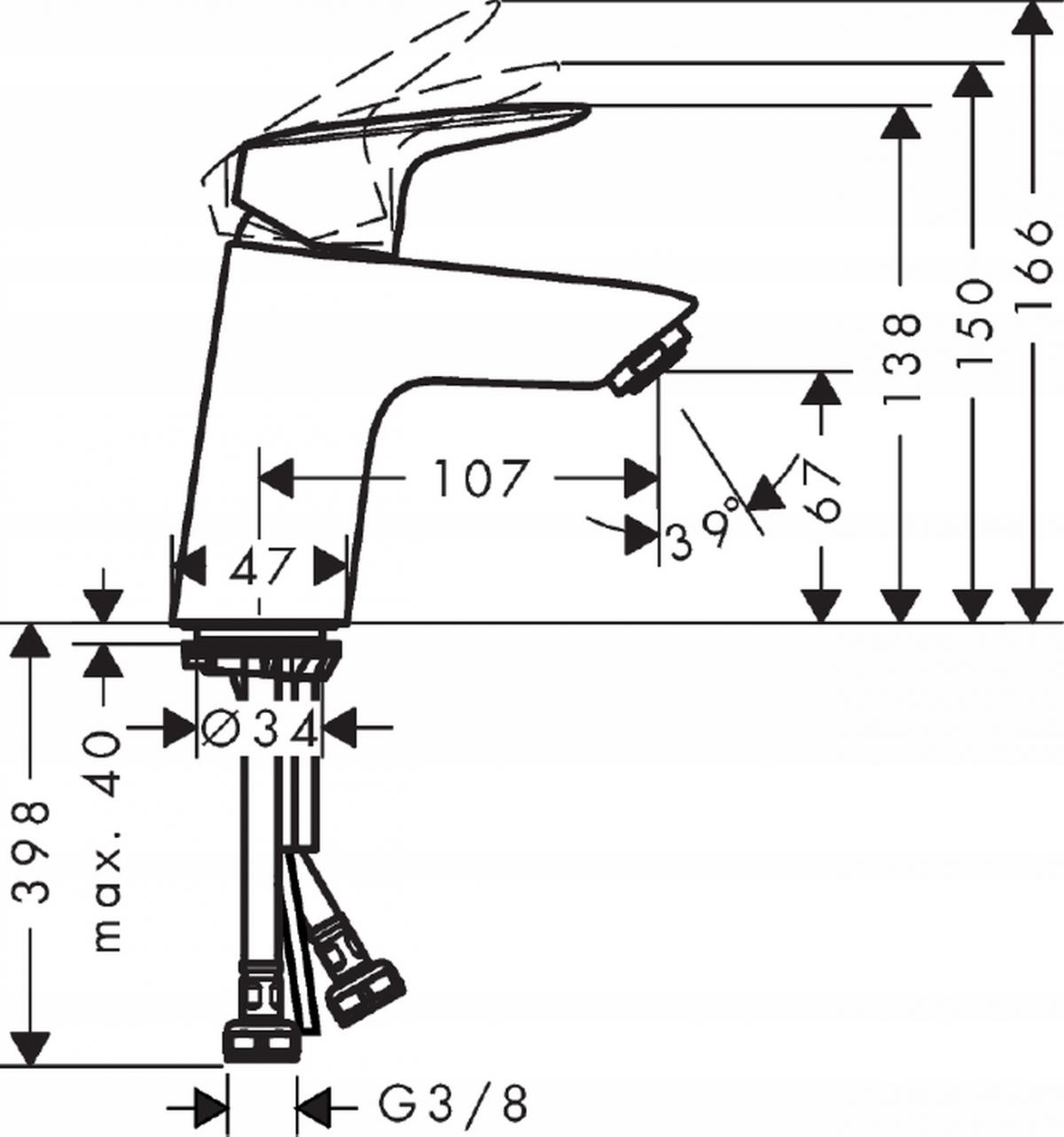 HANSGROHE Bateria umywalkowa HANSGROHE Logis 70 1-uchwytowa DN 15 chrom