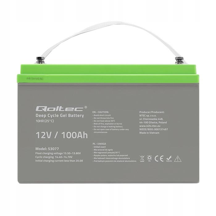 QOLTEC Akumulator żelowy Deep Cycle 12V 100Ah