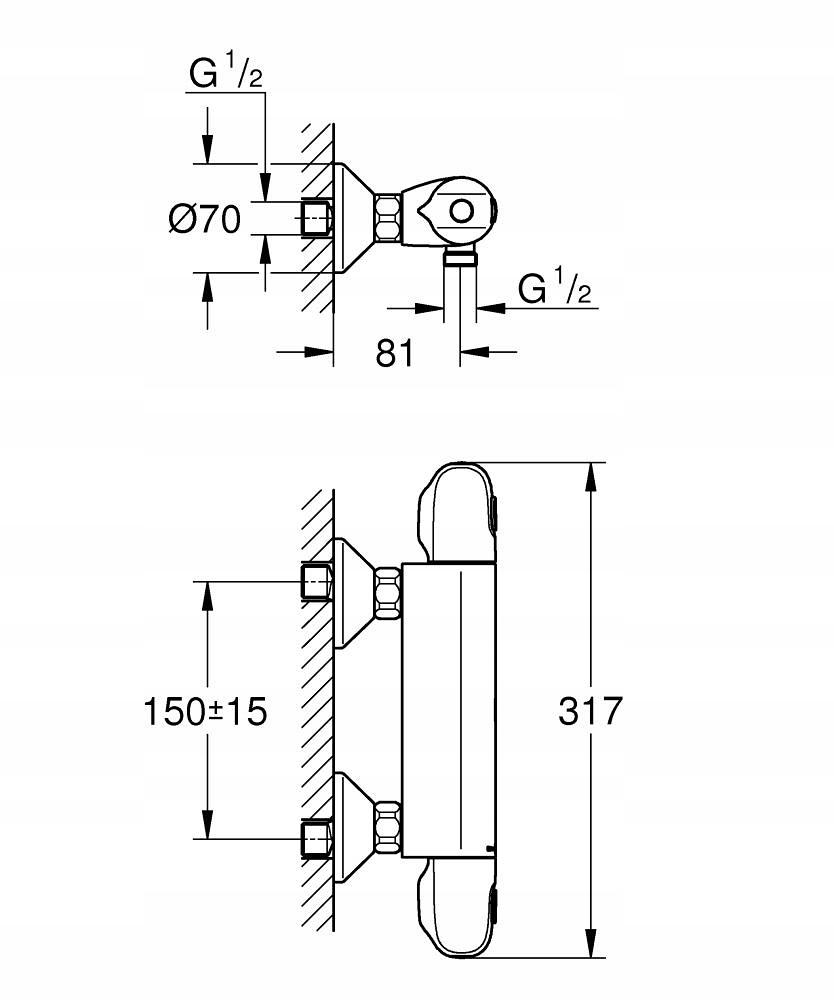 GROHE Bateria prysznicowa Grohtherm 1000 z termos CoolTouch nienagrzewający