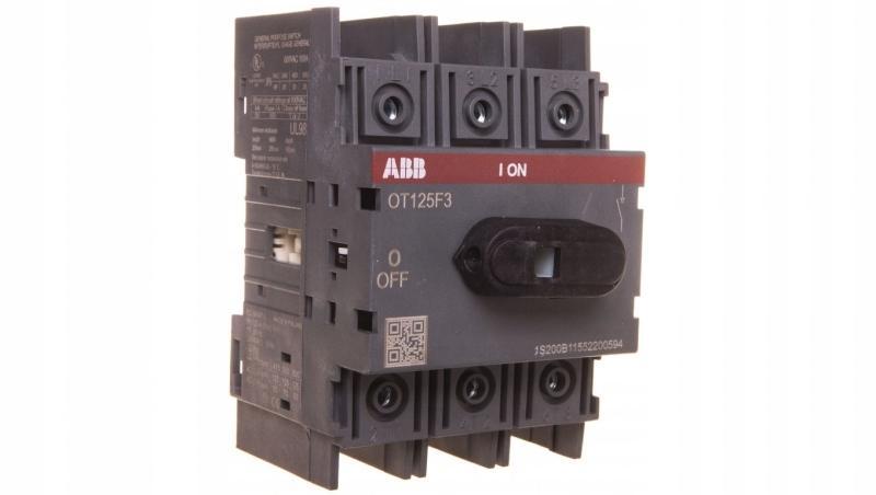 ABB OT125F3 Rozłącznik izolacyjny 125A, 3-biegunowy, bez wałka i rączki