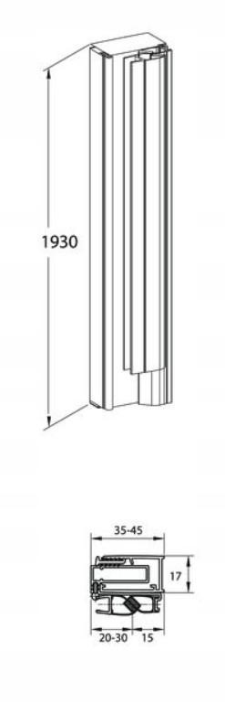 Profil ścienny z uszczelką magnetyczną 1950 mm do wnęki ROCA CAPITAL BLACK