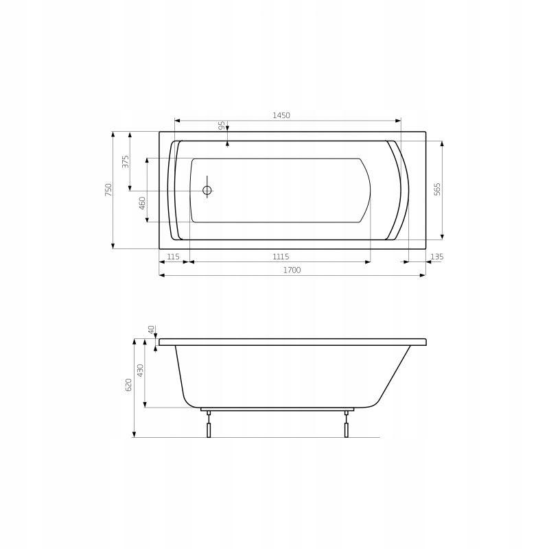 ROCA Wanna Biała Nogi Linea 1700x750