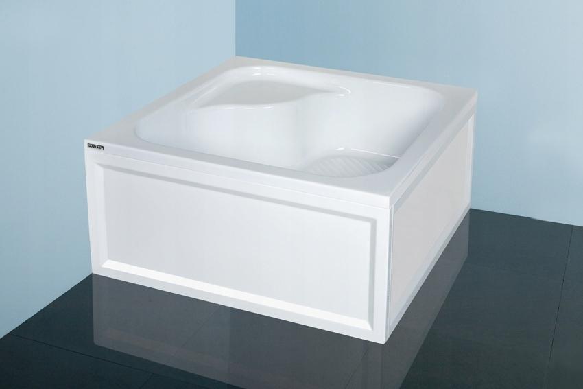 Brodzik akryl prostokąt 80x120x28cm SANPLAST Classic Bzs/CL STB siedzisko