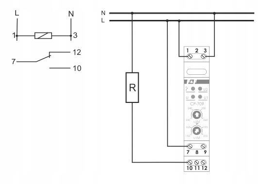 F&F Przekaźnik napięciowy CP-709 jednofazowy, Un=450V+N, I=16A , 1 moduł