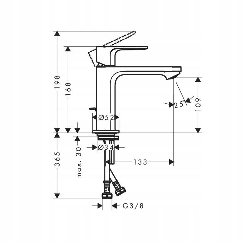 Bateria umywalkowa stojąca HANSGROHE REBRIS S 240 1-uchwyt. 1-otw. chrom