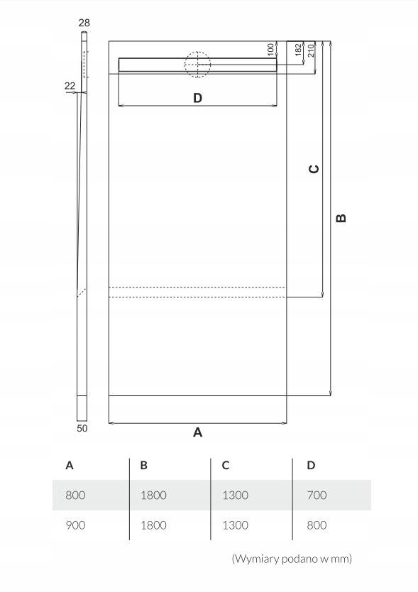 Płyta spadkowa z odpływem liniowym Stabilsound 130+50x90 do zab płytkami