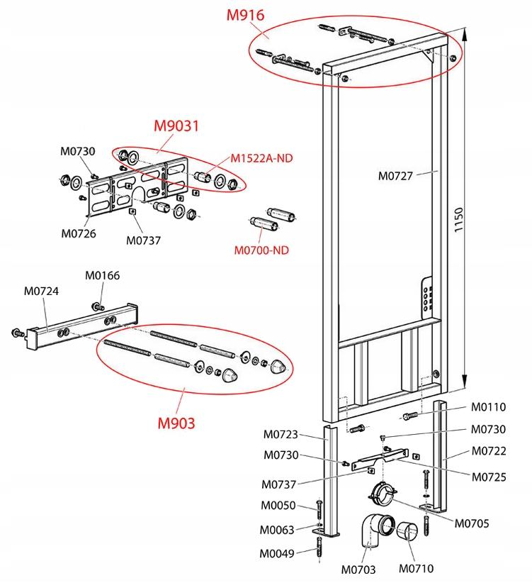 Stelaż podtynkowy Onnline do montażu bidetu 48h
