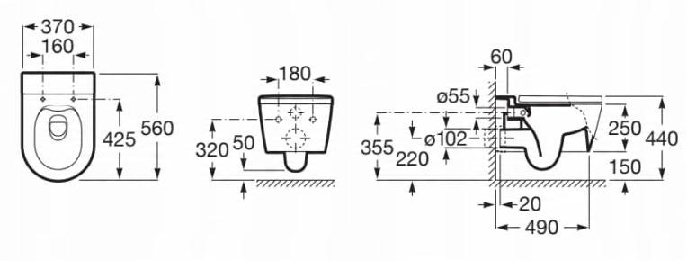 Miska wisząca INSPIRA ROUND 56x37cm Rimless Biały ROCA[10]