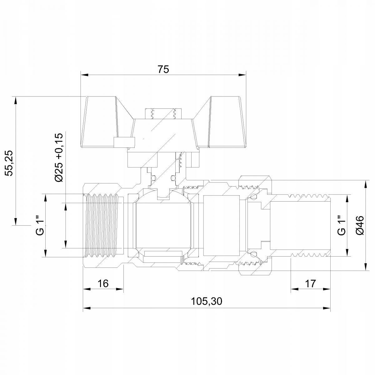 INVENA ZAWÓR KULOWY WODNY ZE ŚRUB. Z MOTYL. TYP CIĘŻKI GLADIATOR PROV 1