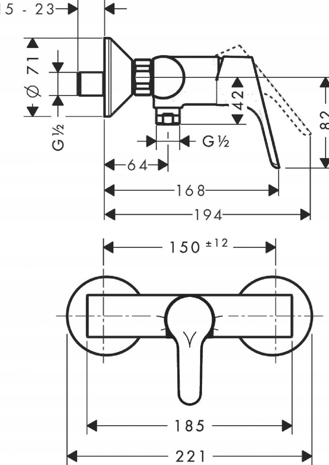 Bateria prysznicowa natynk termostatyczna HANSGROHE Ecostat 2-uchwyt chrom